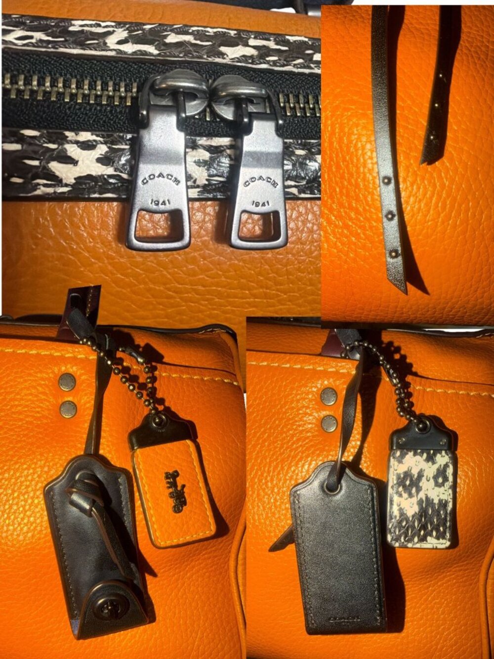 Coach 1941 Rogue Satchel 58841 Butterscotch Pebble Leather Snake Trim Doctor Bag - Picture 12 of 16